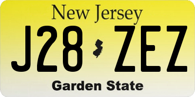 NJ license plate J28ZEZ