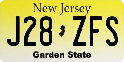 NJ license plate J28ZFS