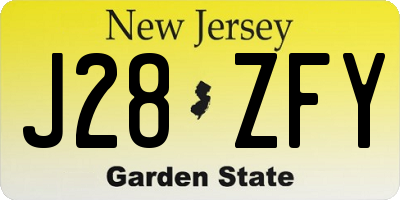NJ license plate J28ZFY