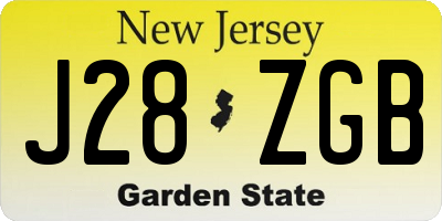 NJ license plate J28ZGB