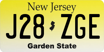 NJ license plate J28ZGE