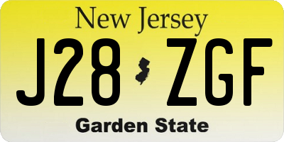 NJ license plate J28ZGF