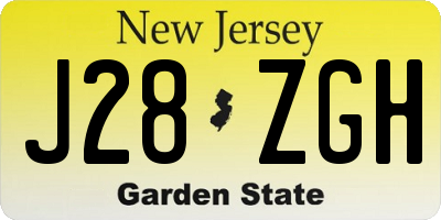 NJ license plate J28ZGH