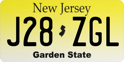 NJ license plate J28ZGL