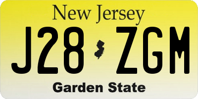 NJ license plate J28ZGM
