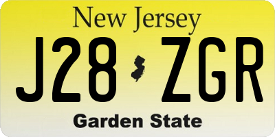 NJ license plate J28ZGR