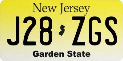 NJ license plate J28ZGS