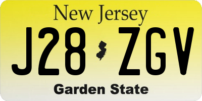 NJ license plate J28ZGV