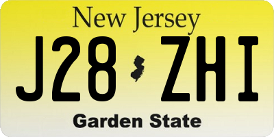 NJ license plate J28ZHI