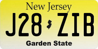 NJ license plate J28ZIB