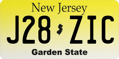 NJ license plate J28ZIC