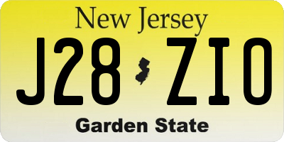NJ license plate J28ZIO