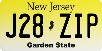 NJ license plate J28ZIP