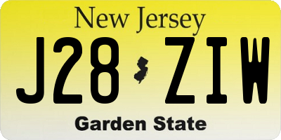 NJ license plate J28ZIW