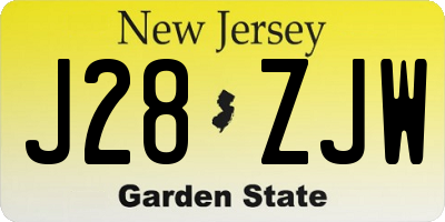NJ license plate J28ZJW