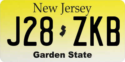 NJ license plate J28ZKB