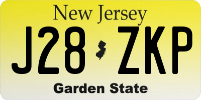 NJ license plate J28ZKP