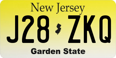 NJ license plate J28ZKQ