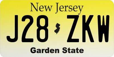 NJ license plate J28ZKW