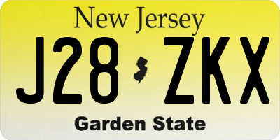 NJ license plate J28ZKX