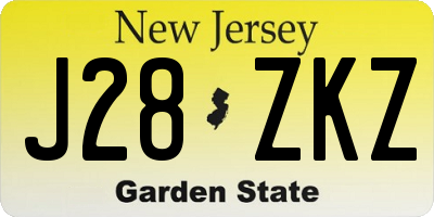 NJ license plate J28ZKZ