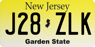 NJ license plate J28ZLK