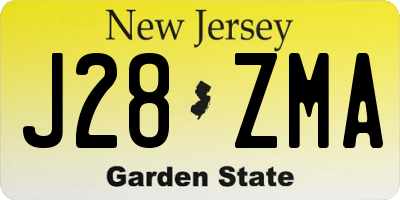 NJ license plate J28ZMA