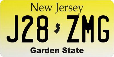 NJ license plate J28ZMG
