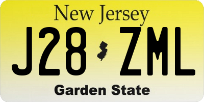 NJ license plate J28ZML