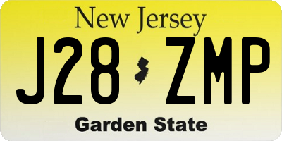 NJ license plate J28ZMP