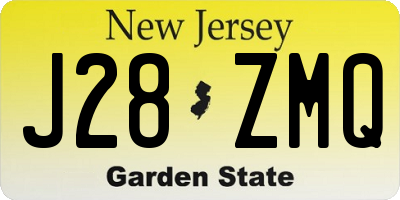 NJ license plate J28ZMQ