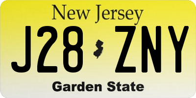 NJ license plate J28ZNY
