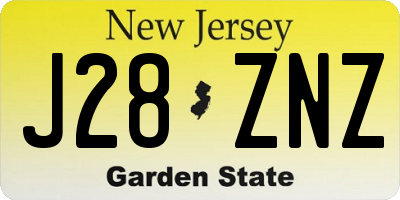 NJ license plate J28ZNZ