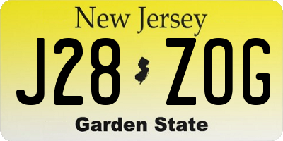 NJ license plate J28ZOG