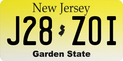 NJ license plate J28ZOI