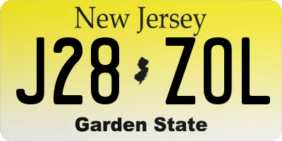 NJ license plate J28ZOL