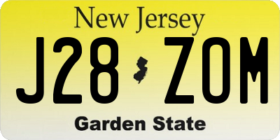 NJ license plate J28ZOM