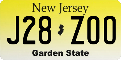 NJ license plate J28ZOO