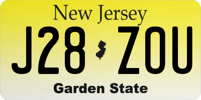 NJ license plate J28ZOU
