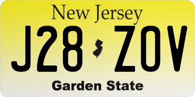 NJ license plate J28ZOV