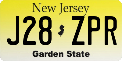 NJ license plate J28ZPR