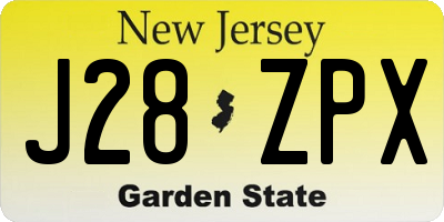 NJ license plate J28ZPX