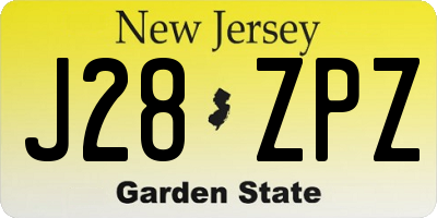 NJ license plate J28ZPZ