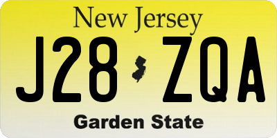 NJ license plate J28ZQA