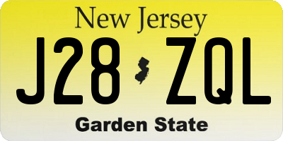 NJ license plate J28ZQL