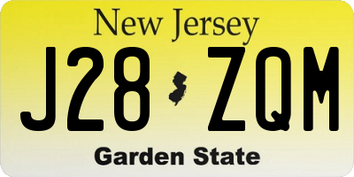 NJ license plate J28ZQM