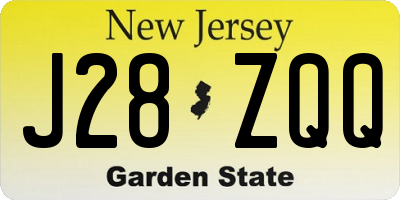 NJ license plate J28ZQQ