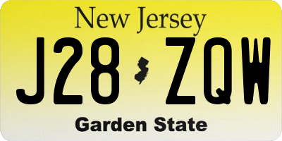 NJ license plate J28ZQW