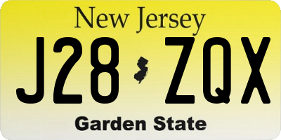 NJ license plate J28ZQX