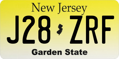 NJ license plate J28ZRF